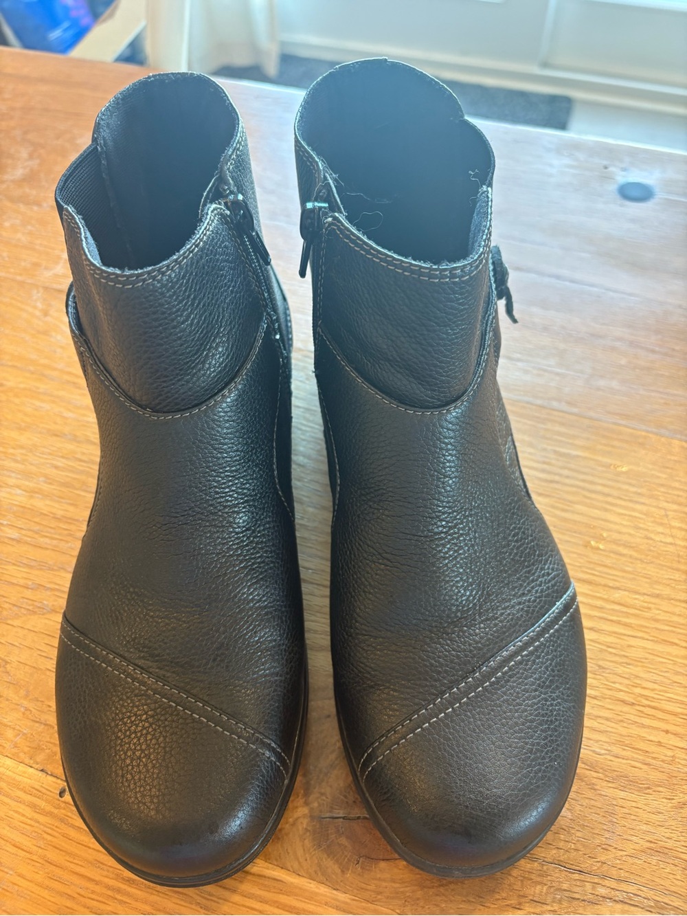 Clarks Black Pebbled Leather Side-Zip Ankle Boots